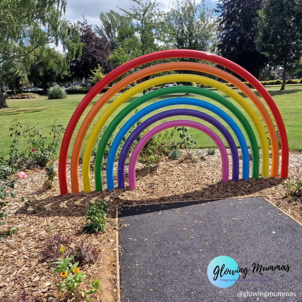 A beautiful rainbow to celebrate rainbow baby day in Scunthorpe Central Park. Has the Glowing Mummas logo in the bottom right hand corner.